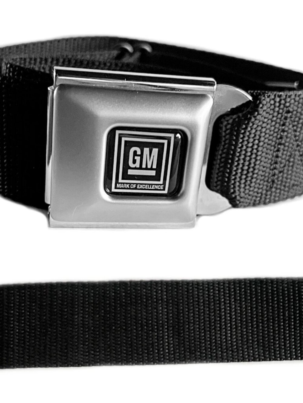 GM Logo Belt Official Licensed Authentic Black Panel Seat Belt Style Buckle Down - Picture 6 of 6
